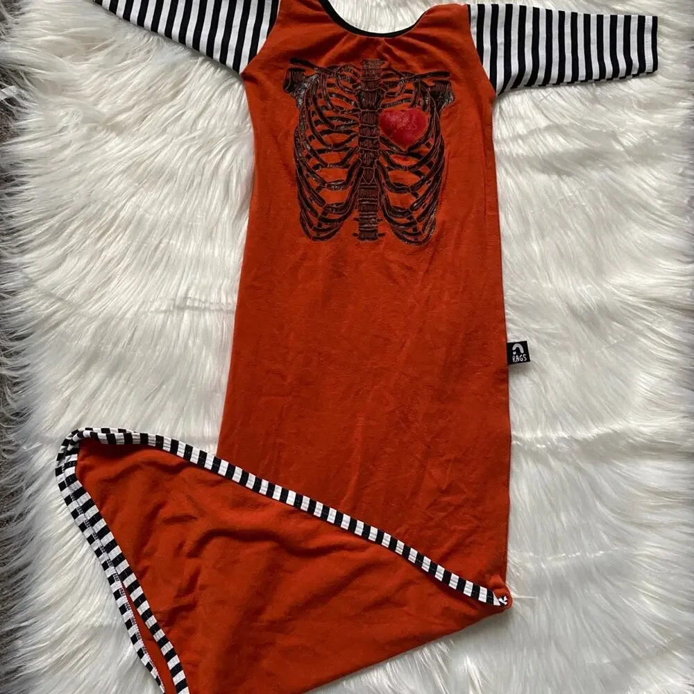Rags to Raches Orange Skelly Pouch